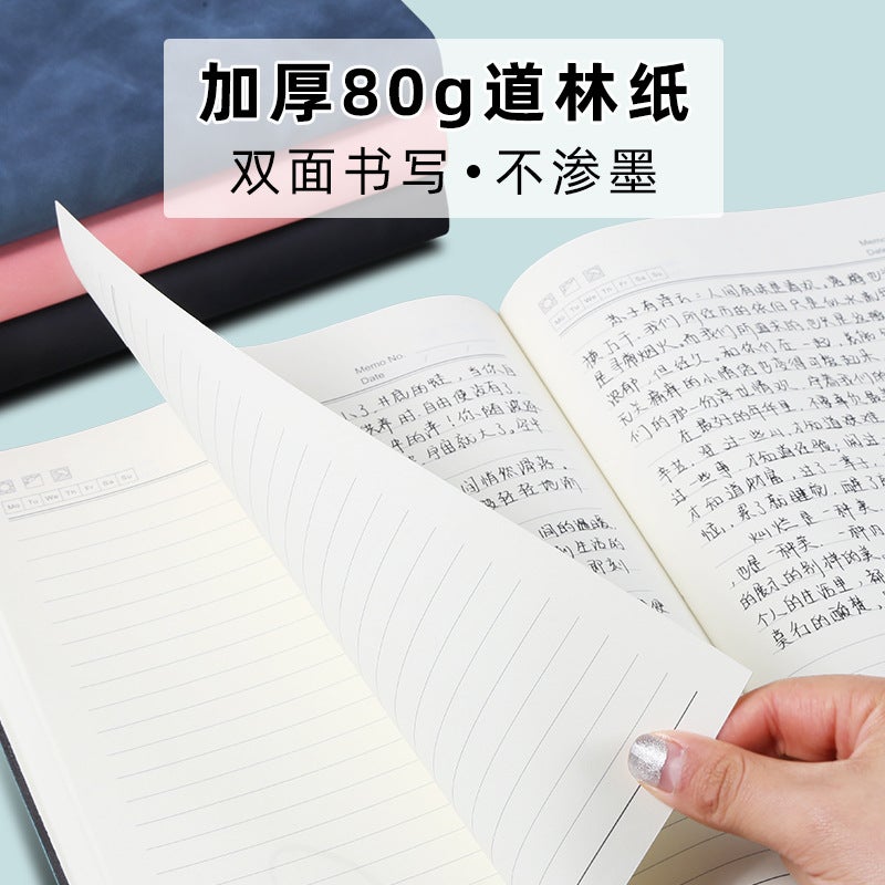 A4 Notebook Thickened Simple Diary B5 Office Meeting Soft Copy Cornell Notebook Printed Logo - Image 4